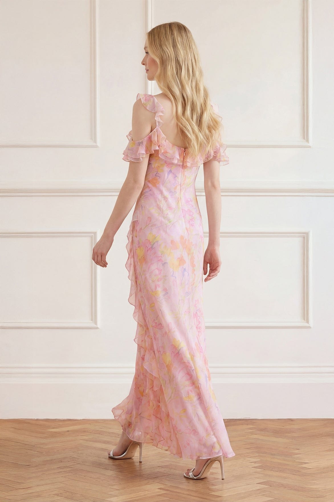 Floating Freesias Georgette Cami Gown