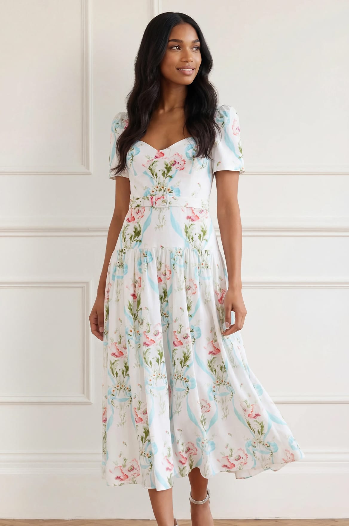 Floral Ribbon Cotton Ballerina Dress