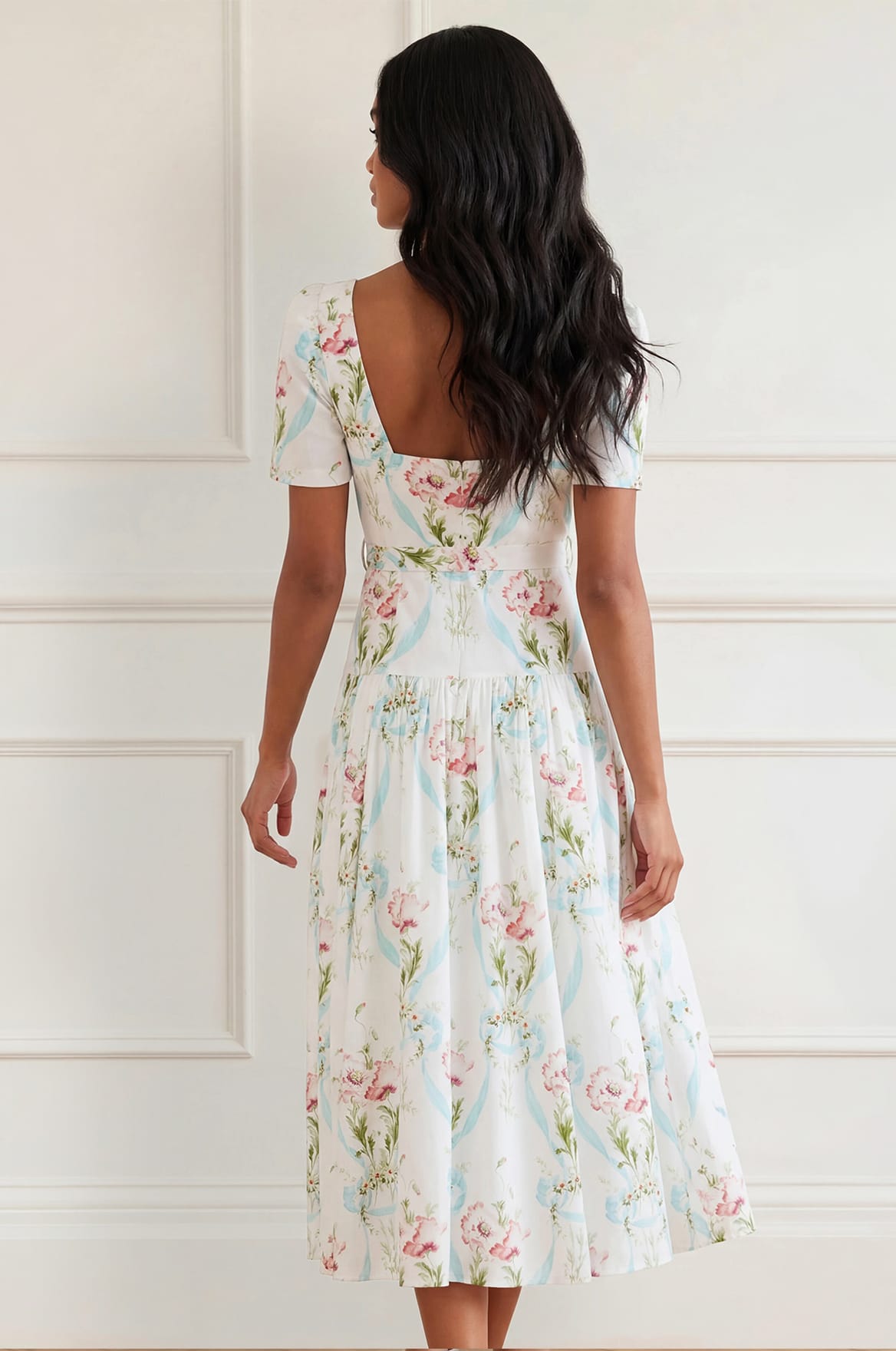 Floral Ribbon Cotton Ballerina Dress