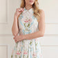 Floral Ribbon Cotton Halter Ankle Gown