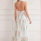 Floral Ribbon Cotton Halter Ankle Gown