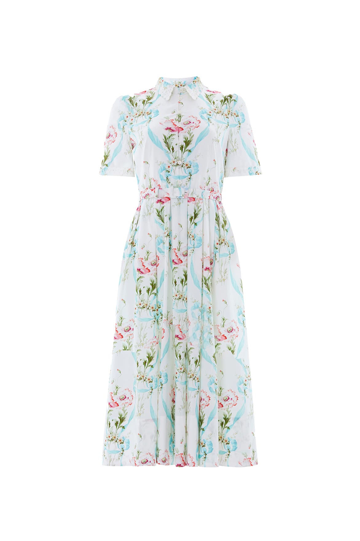 Floral Ribbon Cotton Short Sleeve Ballerina Dress