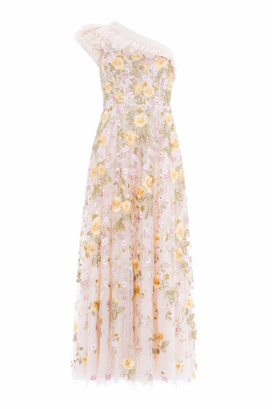 Florine One-Shoulder Ankle Gown