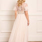 Flowerbed Embroidery Bodice Round Neck Ankle Gown