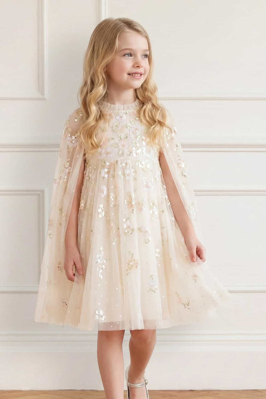Freesia Shimmer Cape Kids Dress