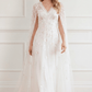 Freesia Shimmer Cape Sleeve Ankle Gown
