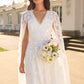 Freesia Shimmer Cape Sleeve Ankle Gown