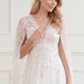 Freesia Shimmer Cape Sleeve Ankle Gown