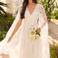 Freesia Shimmer Cape Sleeve Ankle Gown
