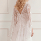 Freesia Shimmer Cape Sleeve Ankle Gown