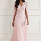 Freesia Shimmer Cape Sleeve Ankle Gown