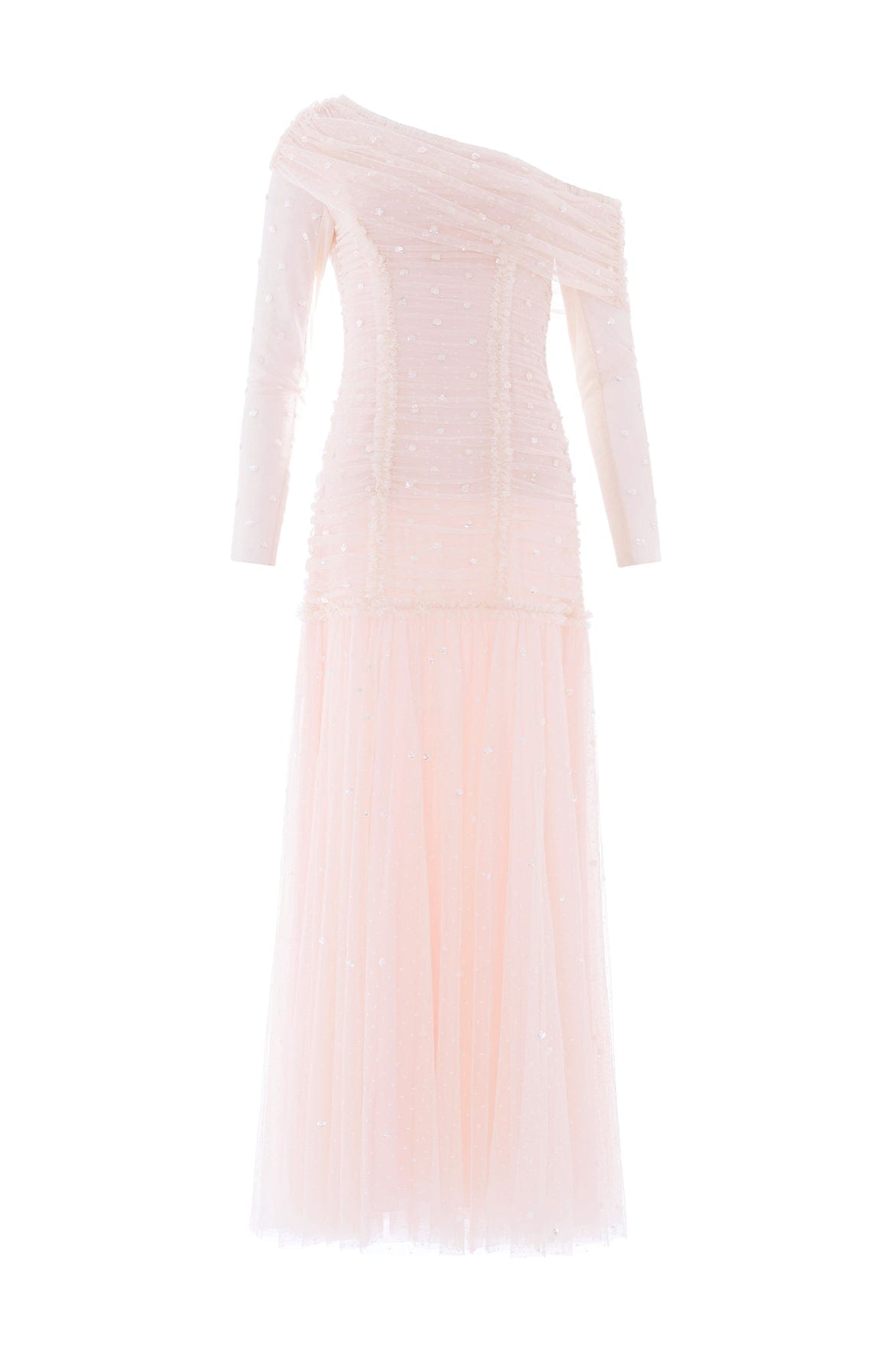 Gigi Dot One-Shoulder Rouched Gown