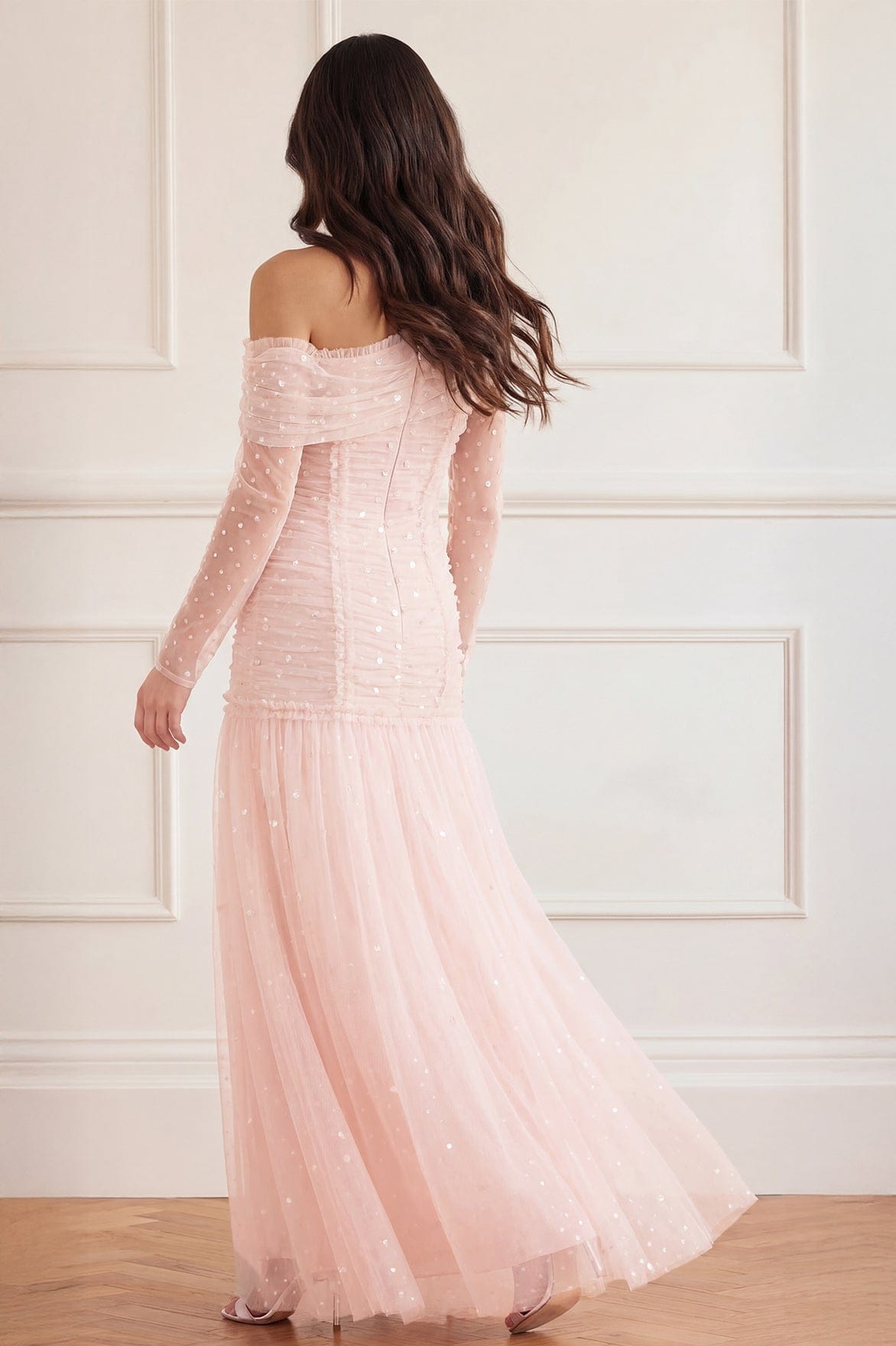 Gigi Dot One-Shoulder Rouched Gown