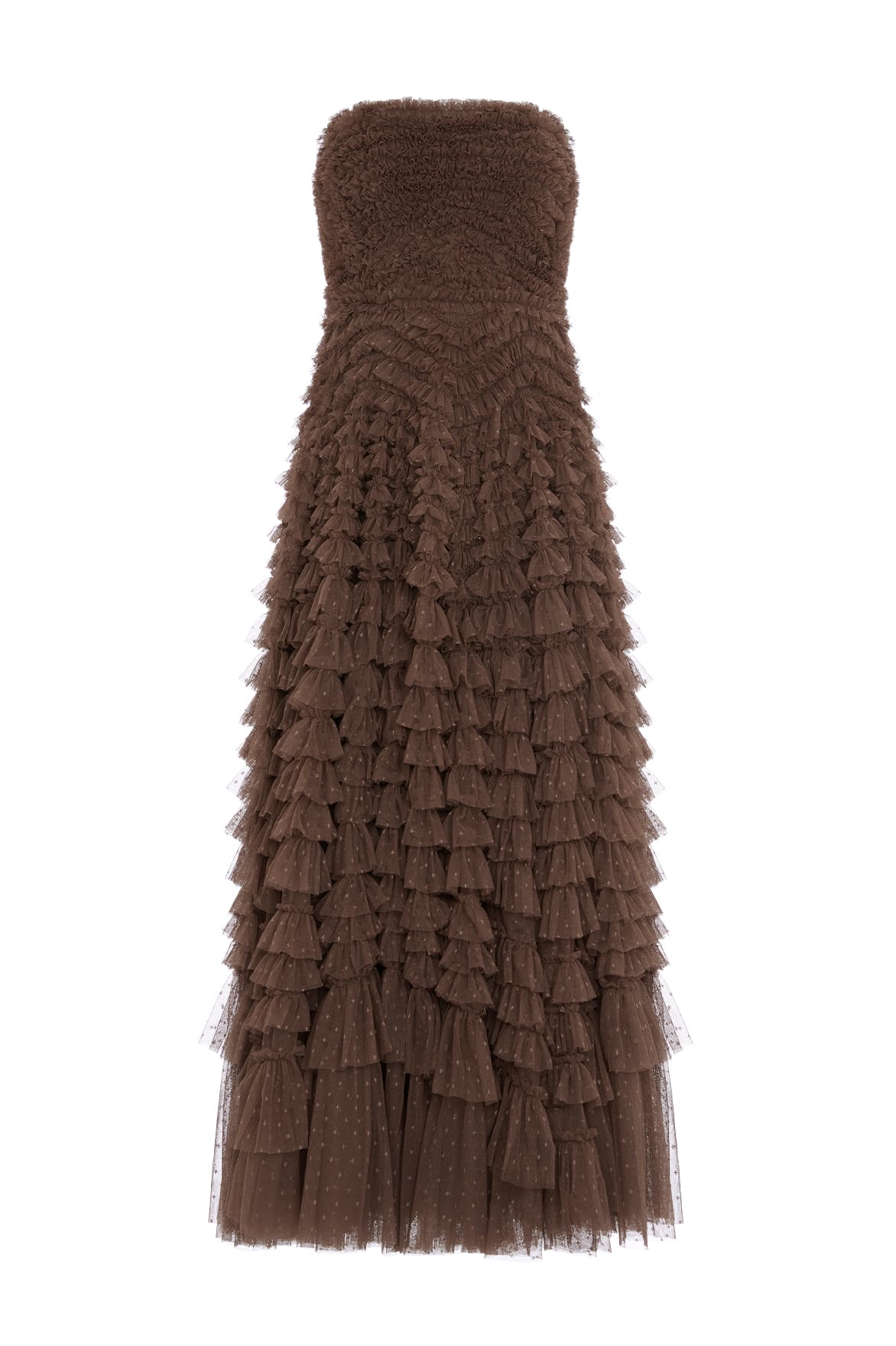 Hattie Ruffle Strapless Ankle Gown