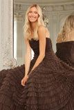 Hattie Ruffle Strapless Ankle Gown
