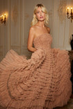 Hattie Ruffle Strapless Ankle Gown