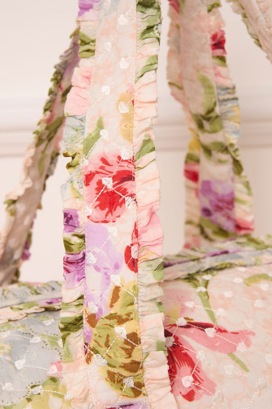 Iris Bloom Quilted Shoulder Bag