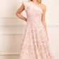 Lea Ditsy One-Shoulder Ankle Gown