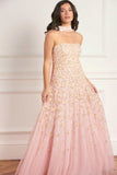 Lea Ditsy Strapless Cape Gown