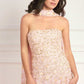 Lea Ditsy Strapless Cape Gown