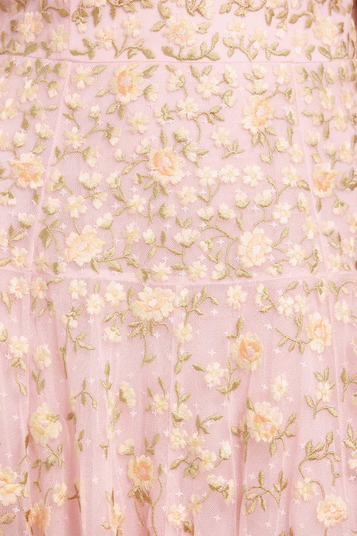 Lea Ditsy Strapless Cape Gown