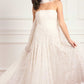 Lea Ditsy Strapless Cape Gown