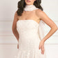 Lea Ditsy Strapless Cape Gown