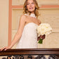 Lea Ditsy Strapless Cape Gown