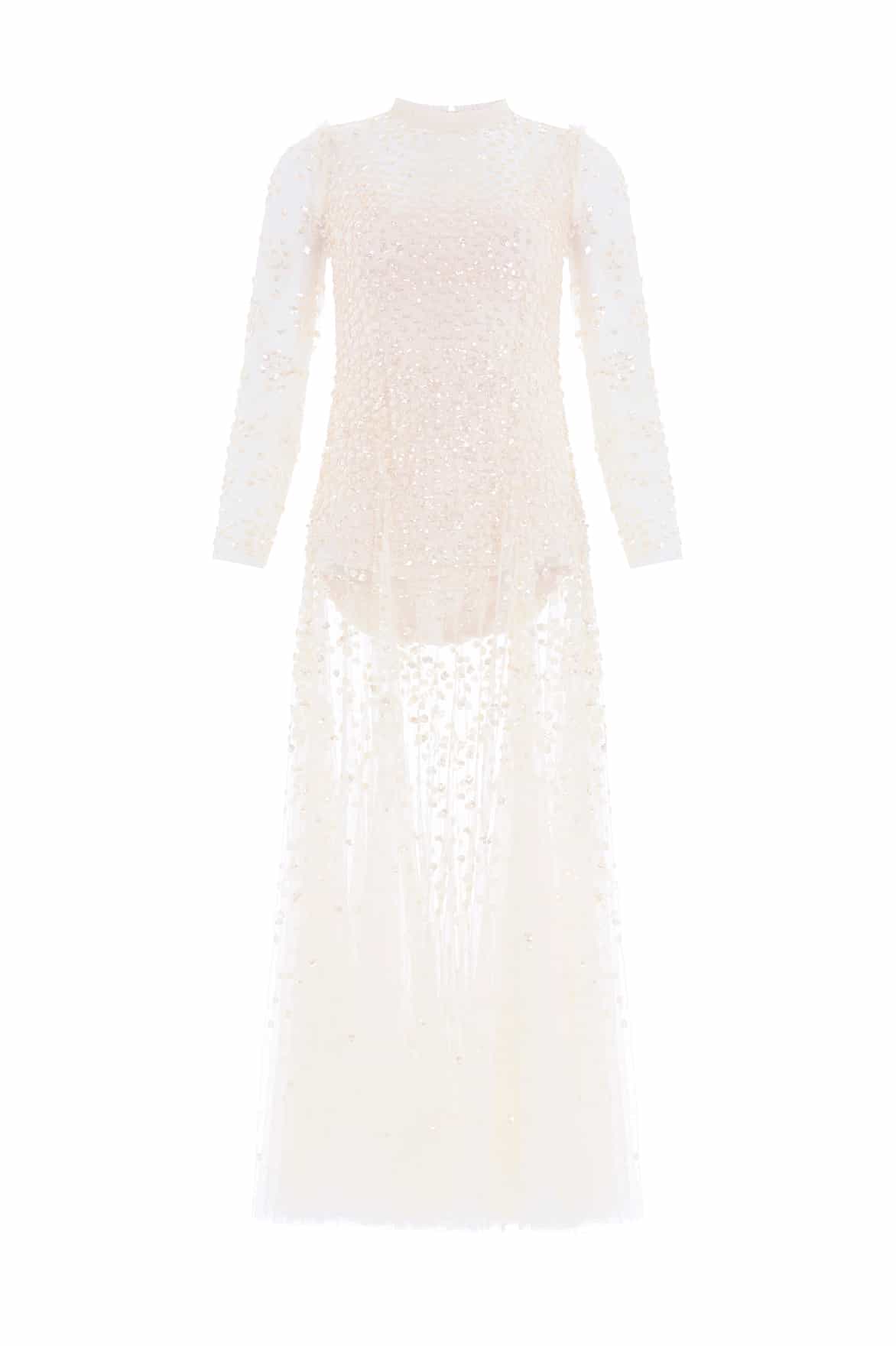 Leila Dot Sheer Ankle Gown