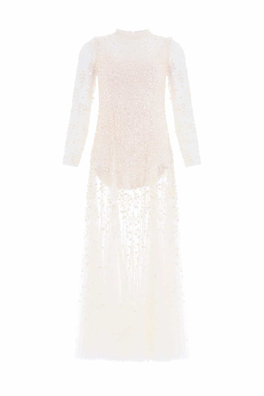 Leila Dot Sheer Ankle Gown