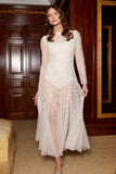 Leila Dot Sheer Ankle Gown