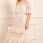 Leila Dot Tiered Cape Ankle Gown