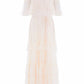 Leila Dot Tiered Cape Ankle Gown
