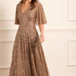 Leila Dot V-Neck Cape Ankle Gown