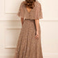 Leila Dot V-Neck Cape Ankle Gown