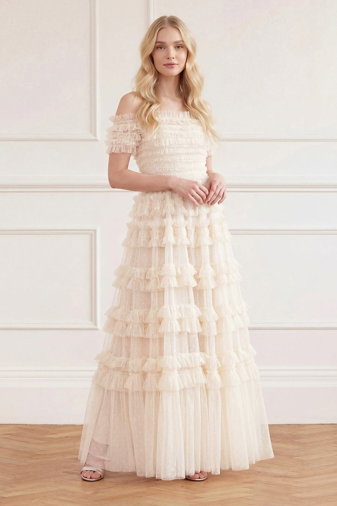 Lisette Ruffle Off Shoulder Gown