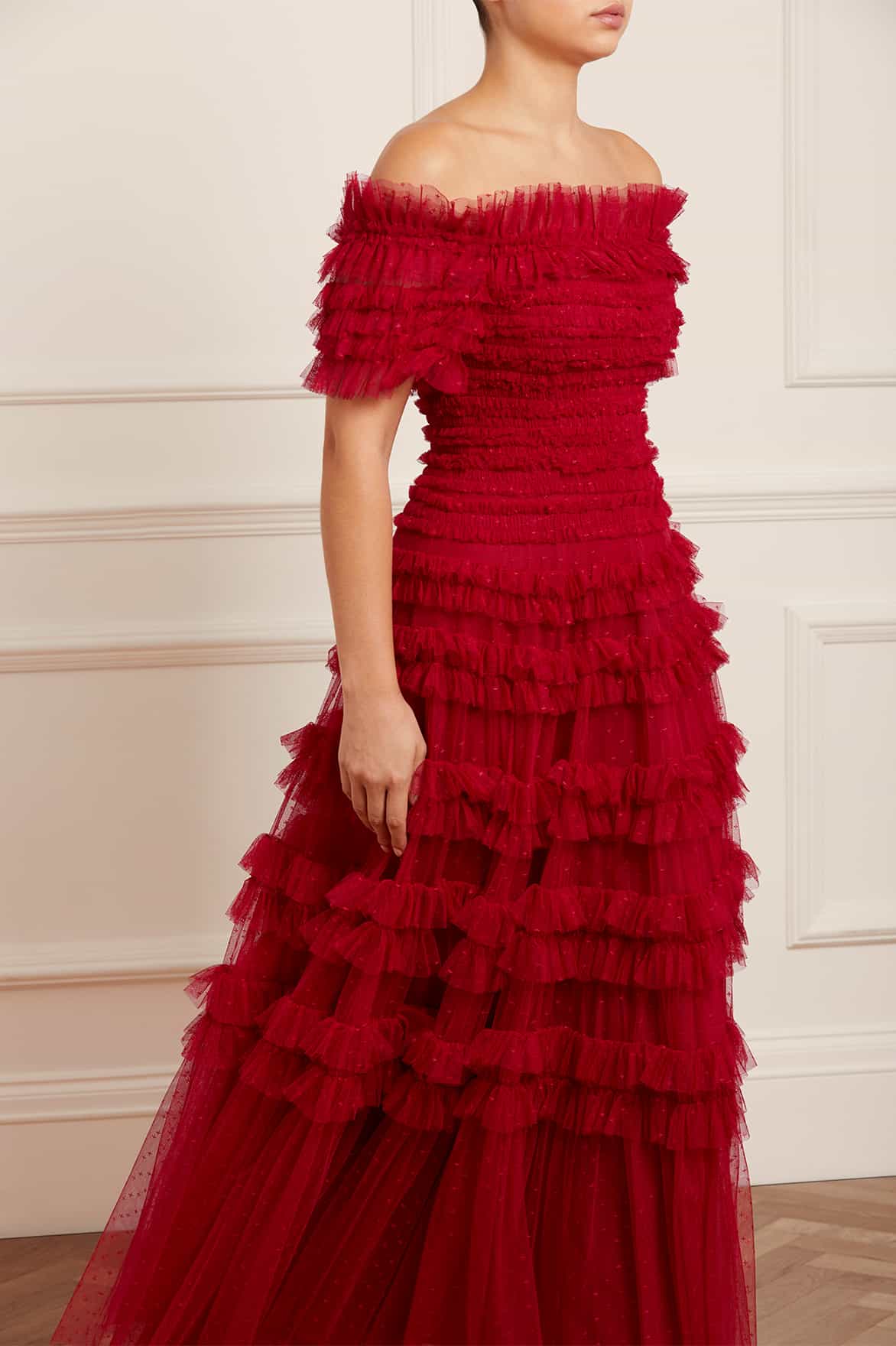 Lisette Ruffle Off Shoulder Gown