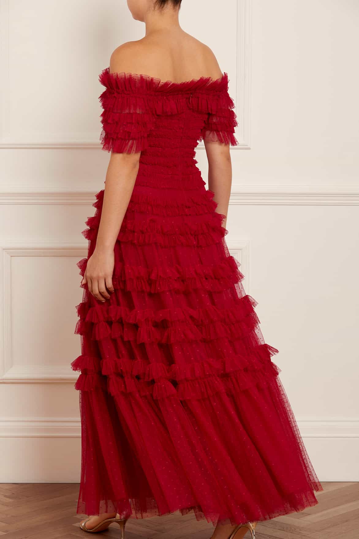 Lisette Ruffle Off Shoulder Gown
