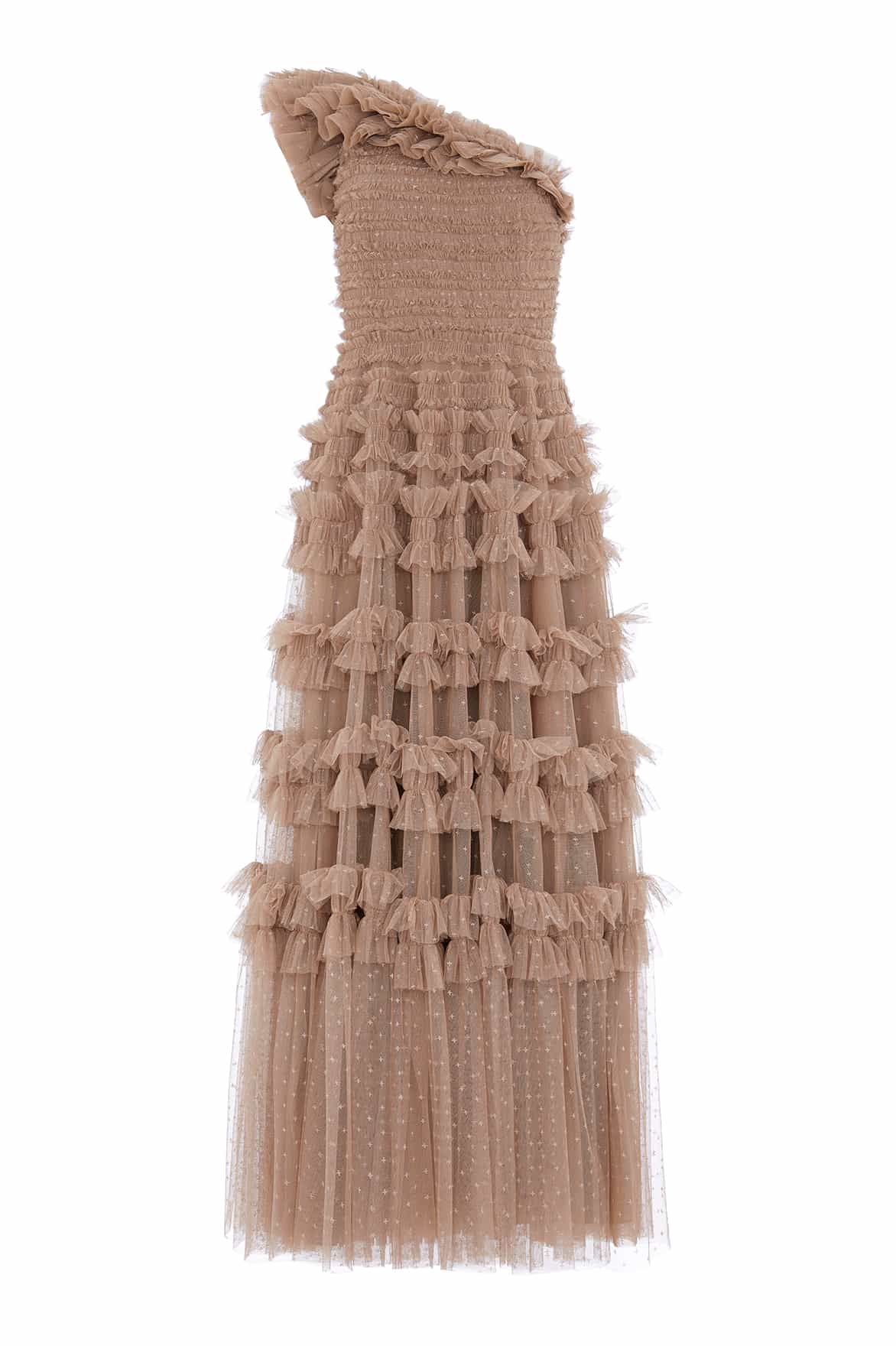 Lisette Ruffle One-Shoulder Gown