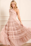 Lisette Ruffle One-Shoulder Gown