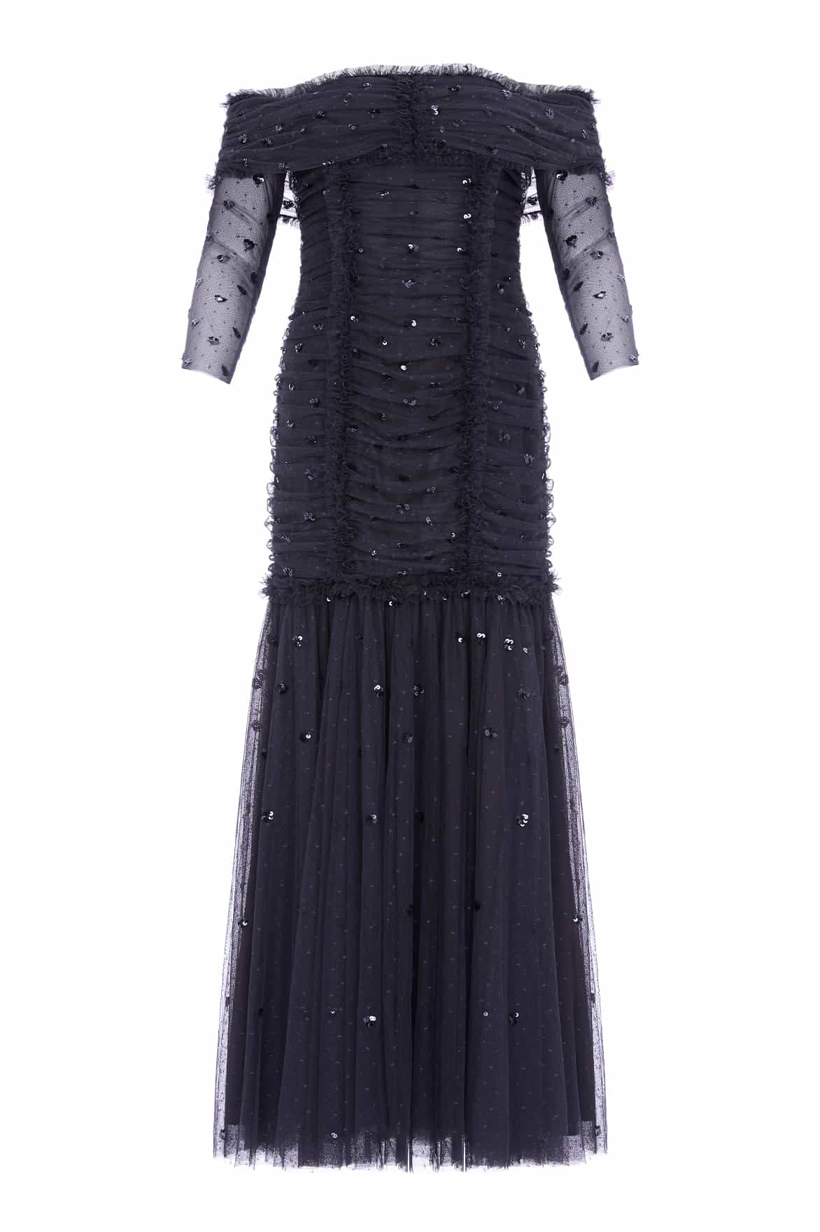 Love Heart Rouched Off-Shoulder Gown