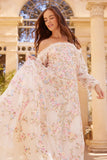 Lunaria Wreath Off-Shoulder Long Sleeve Gown