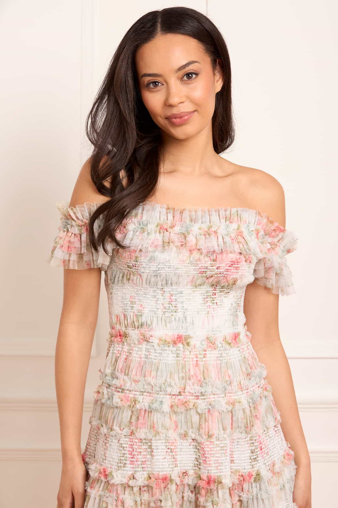 Madame Rose Elodie Off-Shoulder Ankle Gown