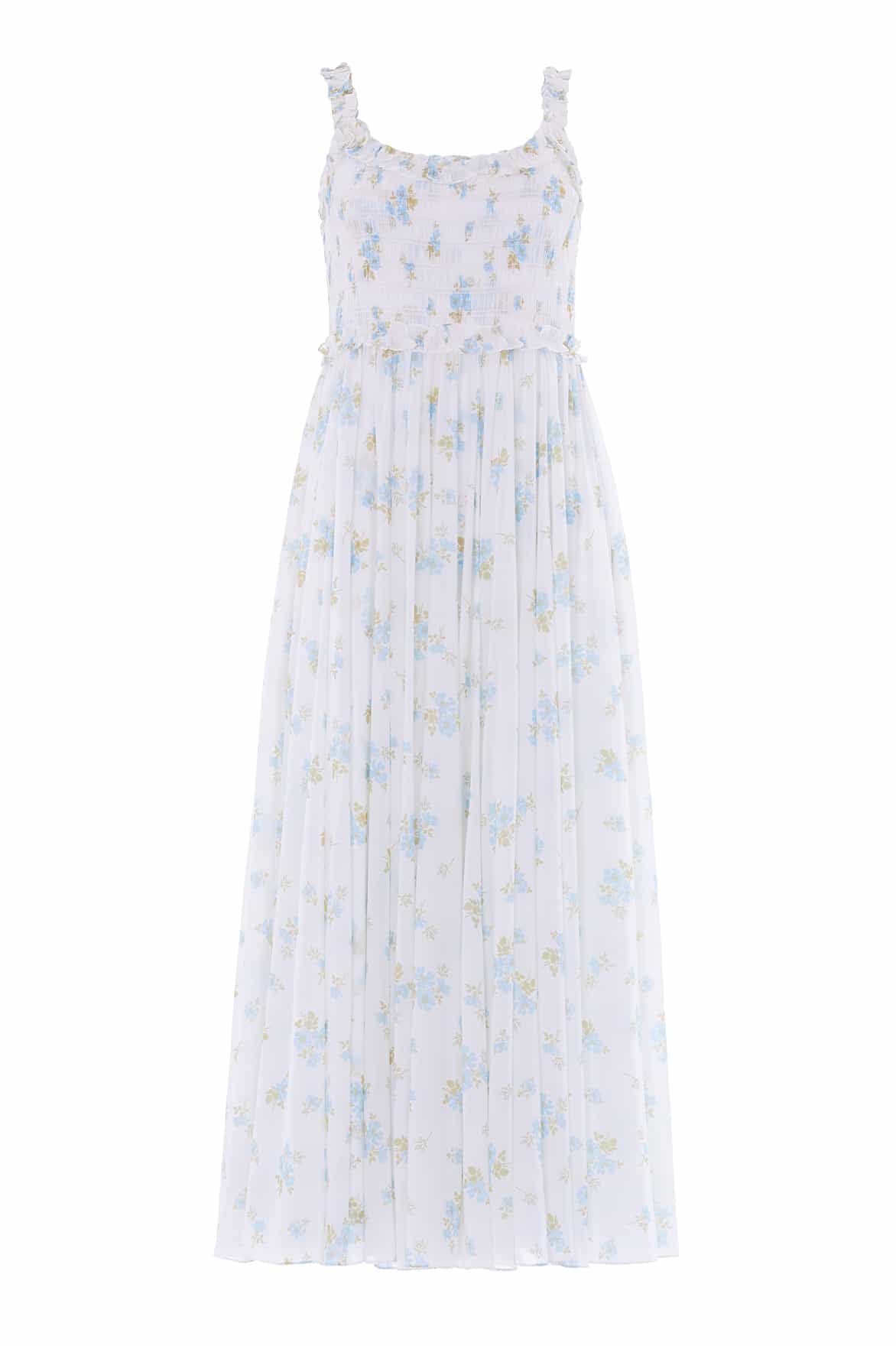Magnolia Ditsy Chiffon Smocked Cami Ankle Gown