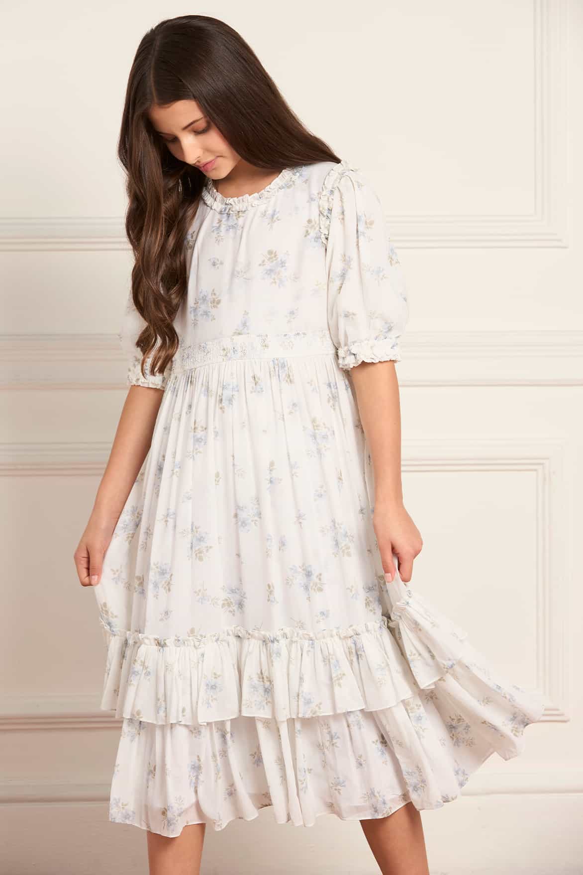 Magnolia Ditsy Chiffon Smocked Kids Dress