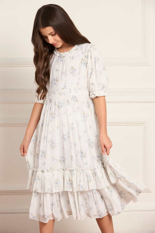 Magnolia Ditsy Chiffon Smocked Kids Dress
