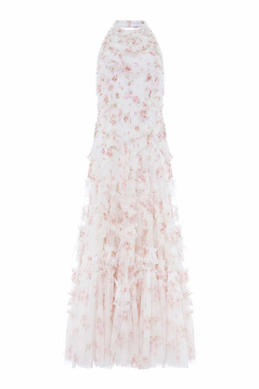 Magnolia Ditsy Elia Halter-Neck Gown