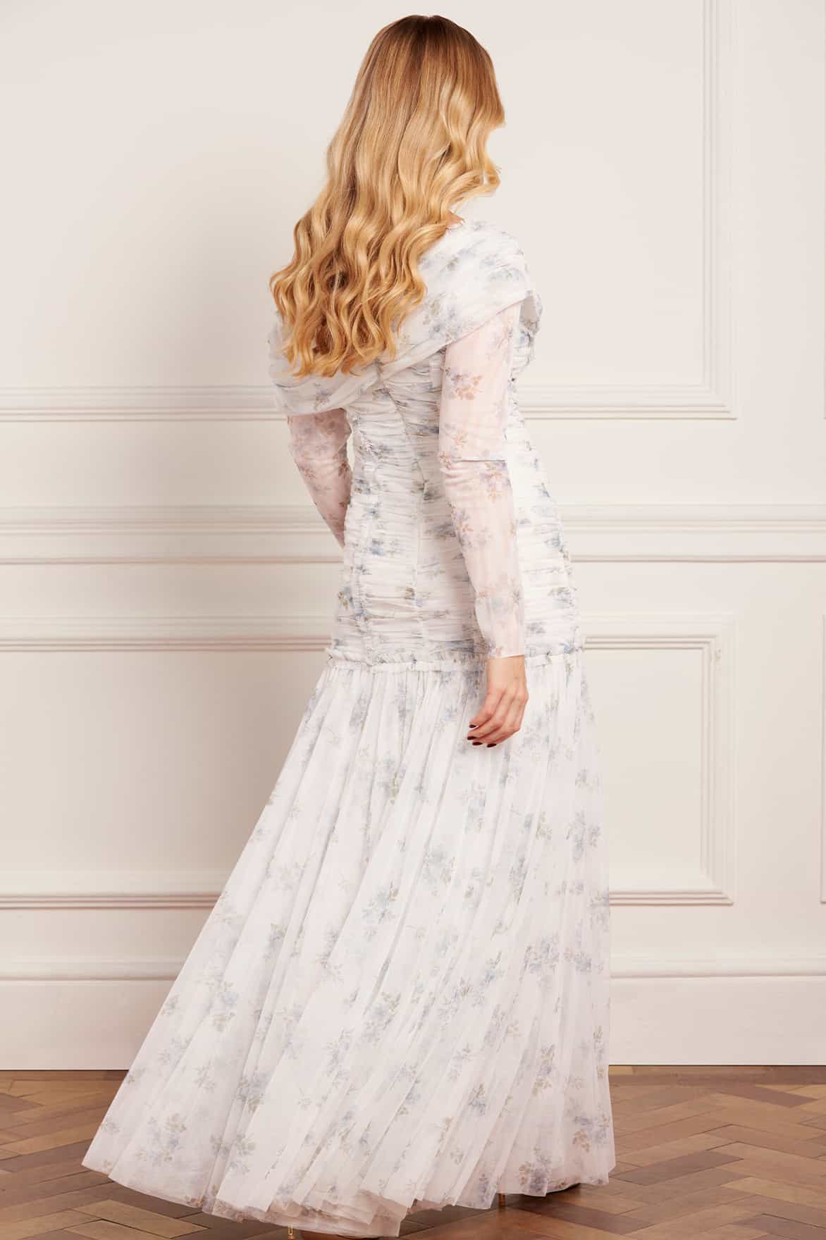 Magnolia Ditsy Gigi One-Shoulder Rouched Gown