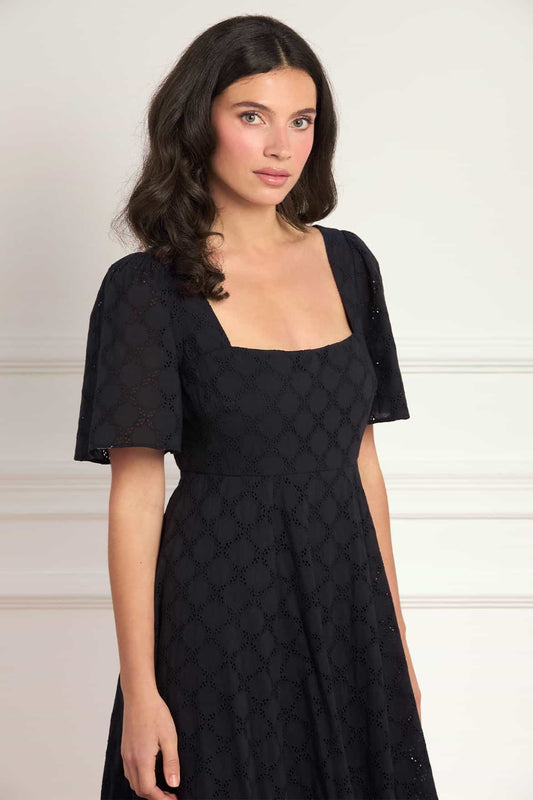 Marisol Cotton Broderie Short Sleeve Ankle Gown
