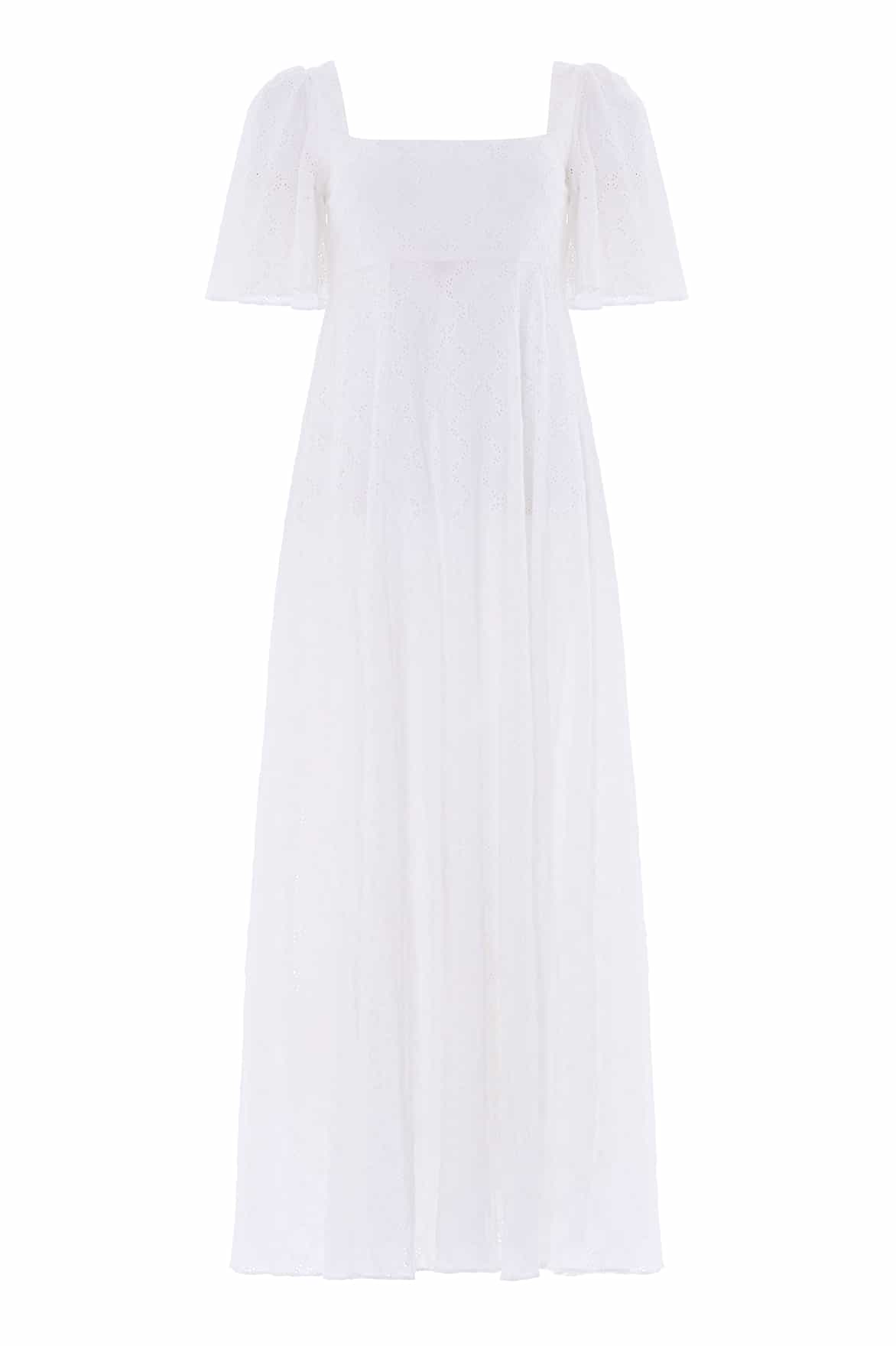 Marisol Cotton Broderie Short Sleeve Ankle Gown